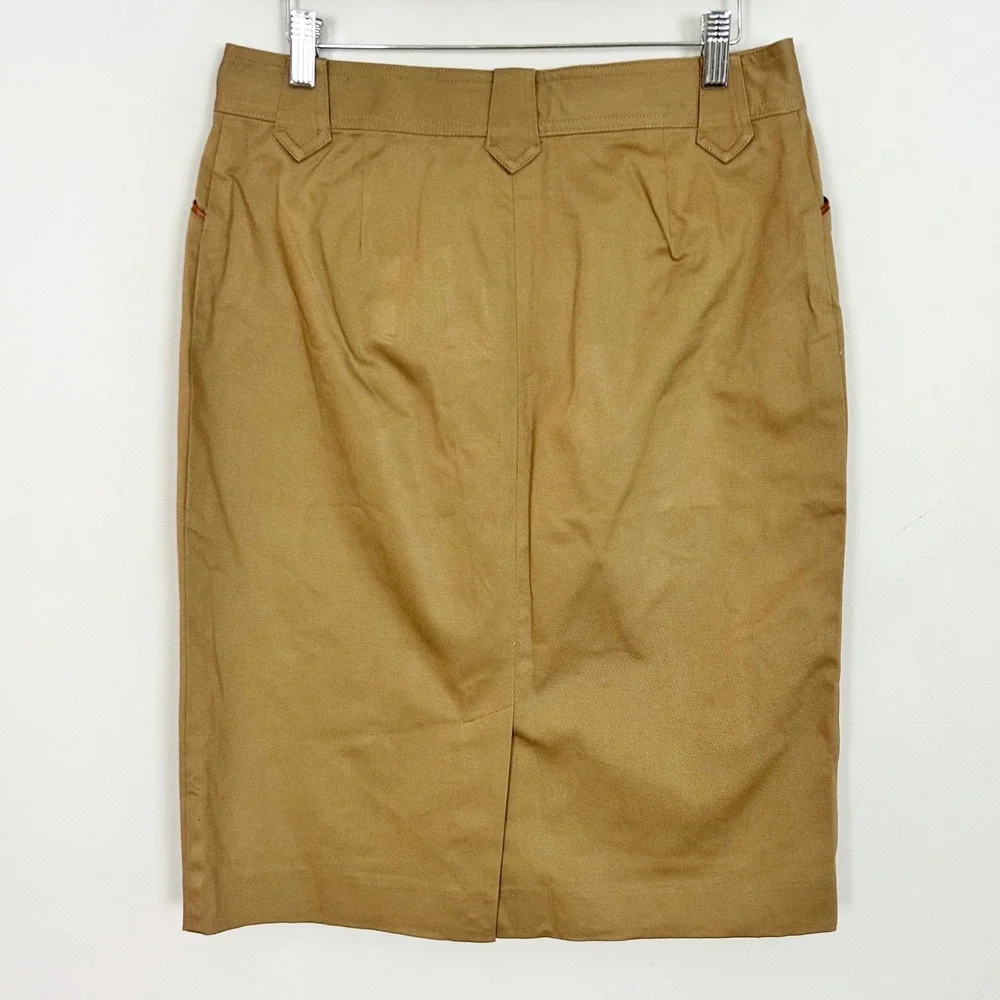 Lauren Ralph Lauren Khaki Pencil Skirt Tan Cotton Riding Preppy Y2K Size 8